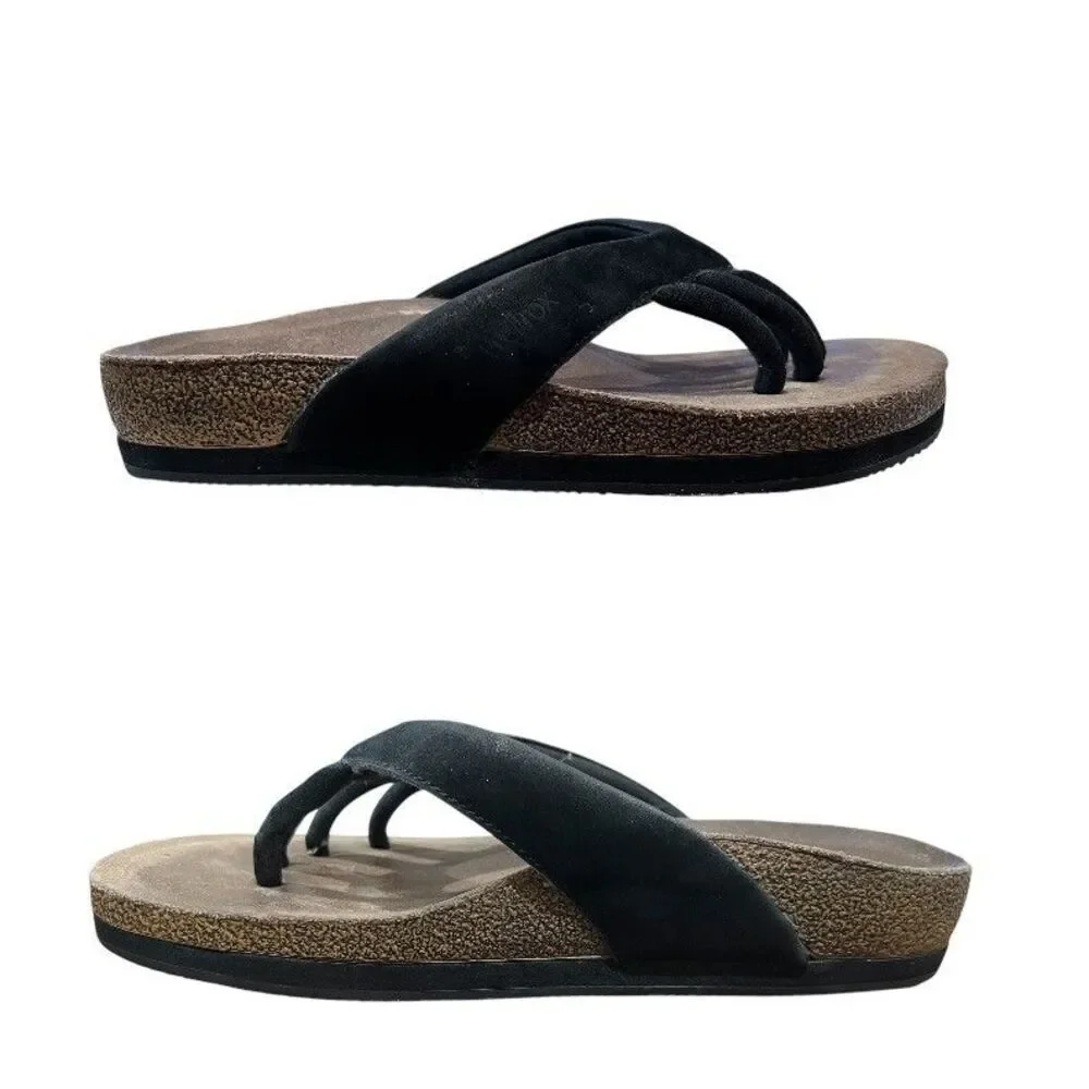 Wellrox Women's Black Nubuck Five Toe Separator Sandals  Size 10  Comfort Casual